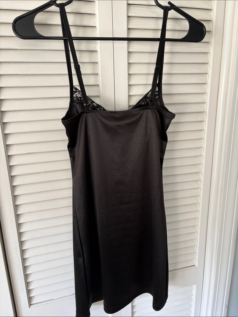 Motel Rocks Black Satin Slip Dress with Lace Accents - Picture 4 of 4